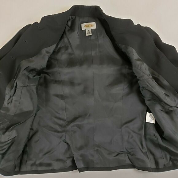 Talbots Woman SIZE 4 Black Blazer Suit Button Jacket Lined Embellished Seed Bead - Picture 5 of 11